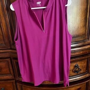 Lands' End Pink Mandarin Collar Sleeveless Top